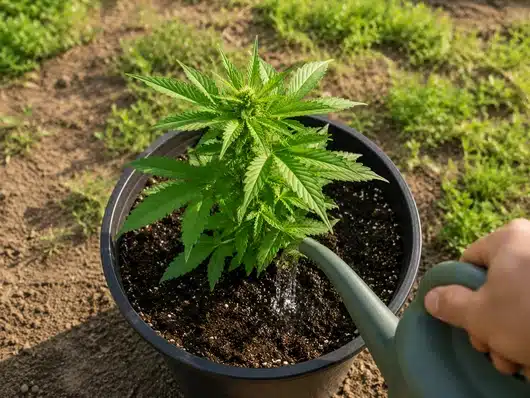 Regando planta automatica de cbd