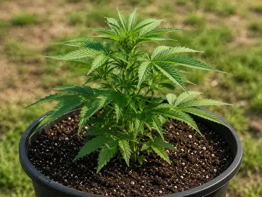 Cómo plantar CBD: pasos y marco legal 46 Planta de CBD en maceta en su vida temprana